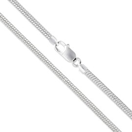DOLPHERS 925 Sterling Silver Snake Necklace Silver Chain Silver Snake Chain Sterling Silver Necklace Men, Women and Girls Silver Necklace Snake Necklace 1.2 mm / 2 mm, Sterling Silver