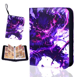 Trading Card Binder 400 Pockets, 4 Pocket Premium Card Album Holder with 50 Double-Sided Removable Sleeves, Zipper Carrying Card Folder Display Storage Case for Boys Girls Birthday Gifts