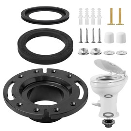 BREADEEP RV Toilet Seal and 3 Inch Socket RV Toilet Flange Kit, Fit for RV 300/310/320 RV Toilets, Replaces 385345892 Flange and 385311658 Flush Seal and 385311652 RV Toilet Seal, 3 in 1 Kit - Black