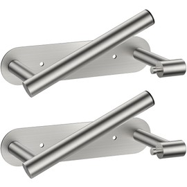FORIOUS Toilet Paper Holder, Adhesive or Screw Wall Mount Pivoting Tissue Roll Holder for Bathroom, Stainless Steel Rustproof Self Adhesive Toilet Paper Roll Holder no Drilling, 2 Pack Brushed Nickel