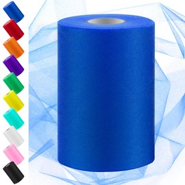Swpeet 6 Inch by 100 Yards Royal Blue Tulle Fabric Roll, Fabric Spool Tulle Ribbon, Netting Polyester Spool Ideal for DIY Handmade Birthday Party Wedding Decorations Christmas Craft Supplies