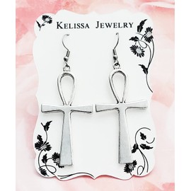 Large Ankh Earrings, Silver or Bronze Ankh Earrings, Egyptian Jewelry, Statement Earrings