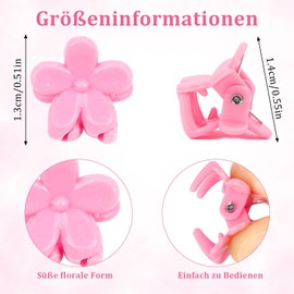 KIUEZIR 100 Stück Kleine Blumen Haarspangen in Farbmischung, Langlebige Mini Krallenklammern aus Acryl mit Blumenmuster, Accessoires für Damen für das alltägliche Styling/Partys und Feines/Kurzes Haar