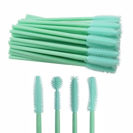 Cepillos para rímel, peine para pestañas, cepillo separador para cejas, definidor de pestañas, herramienta cosmética para el cuidado de cejas, peine de silicona con 4 formas, 48 piezas, verde m