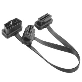 YAODHAOD OBD2 Splitter Y Cable 30 cm, 1 to 2 OBD-II Adapter Plug, Double OBD Connector for Diagnostic Devices, Chip Tuning & Vehicle Monitoring