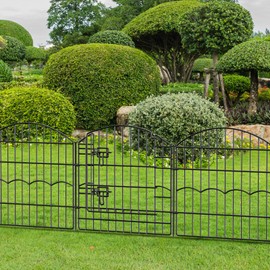 Decorative Garden Fence 6 Panels 12ft (L)×24in (H) No Dig Animal Barrier Fencing with 5 Panels + 1 Gate, Metal Garden Fences Rustproof Wire Border Temporary Dog Fence for Patio Outdoor Yard Lawn