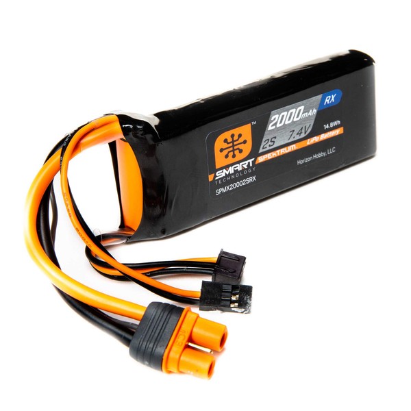 Spektrum 7.4V 2000mAh 2S 15C Smart LiPo Receiver Battery: Universal Receiver, IC3, SPMX20002SRX
