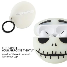 Maxjoy for Airpods Pro 2nd Case, Cute Luminous Skull Case for Airpods Pro 2, Unique Design Funny Kawaii 3D Cartoon Characters Silicone AirPods Pro 2nd Generation Case with Cleaner kit, White Skull