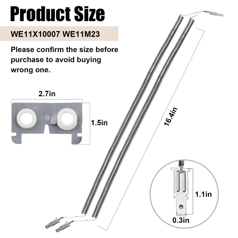 WE11M23 WE11X10007 Dryer Heating Element Kit with 2 Coils 6