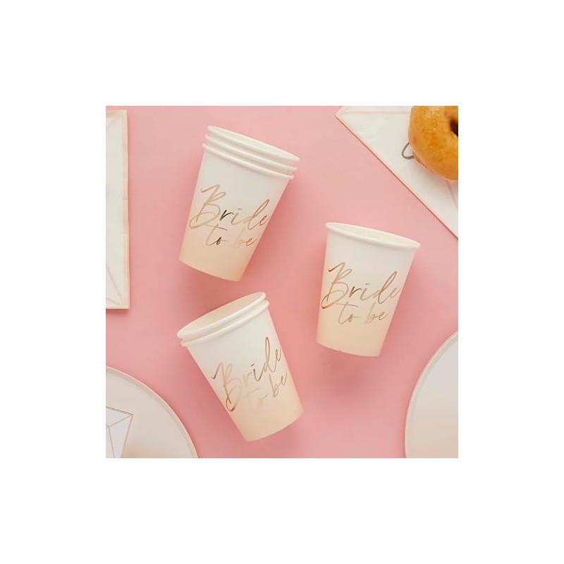 8 Bride to Be Cups, Hen Party Paper Cups, Gold