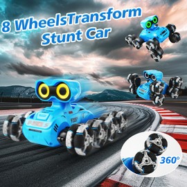 BatdTech RC Car, 2.4 GHz with LED Light & 360° Drift: 8WD Stunt Remote Control, Hand Control, Remote Controlled Toy Gift for Boys 3-12 Years, Robust RC Car for Indoor/Outdoor Use