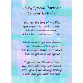 Romantic Birthday Verse Poem Card (Special Partner)