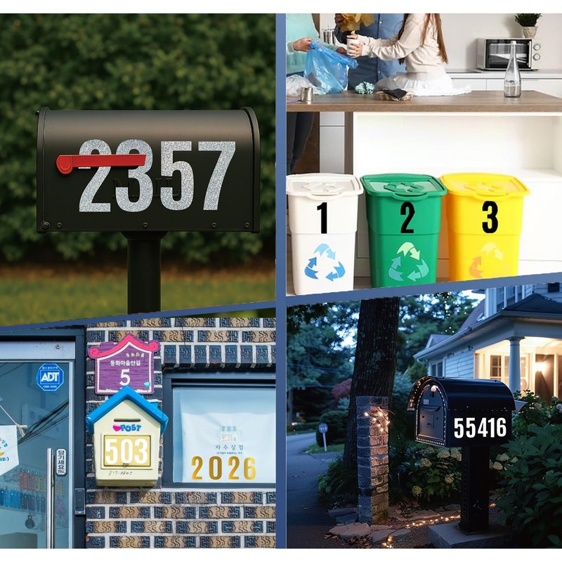 4 Inch Large Size Number Stickers, 5 Sheets Self Adhesive