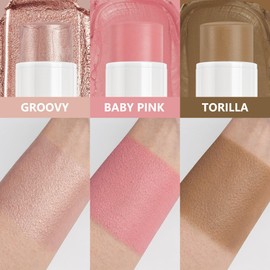 3Pc Cream Contour Stick Makeup, Hightlighter Makeup + Bronzer Stick + Cream Blush, Waterproof Cream Contouring Pen Non Stick Non Greasy Long Lasting Lightweight Face Makeup Kit,Fair-Light