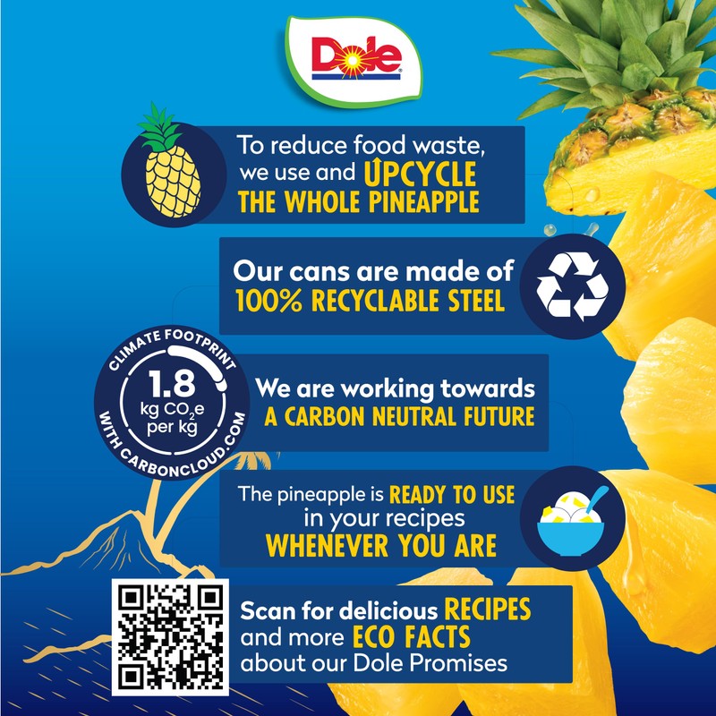 Dole Canned Fruit, Tropical Gold Pineapple Chunks in 100% Pineapple