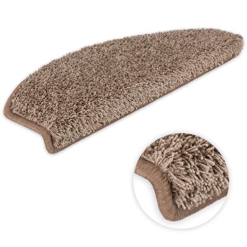Kettelservice-Metzker Emphoria Stair Mat, Semicircular Light Brown, Shaggy Stair Mat,