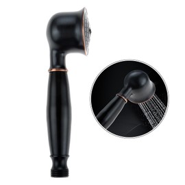 DRELD 1 Piece Retro Shower Head Brass Hand Shower Black, Vintage Bathroom Hand Shower, Wear-resistant Hand Shower with Phone Style, Removable Vintage Hand Shower (17 cm Long, 5 cm Head Diameter)