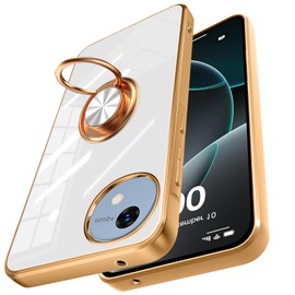 AQUOS Wish 4 Case SH-52E Case with Ring Shock Resistant Strap Hole Plating US Military MIL Standard Transparent Shock Absorption Stand Function Stylish TPU Car Holder Compatible Aquos Wish 4 Cover