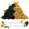 Ovveroche 24 Pcs Black,Glod Rose Artificial Flowers with Long Stem