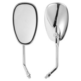 X AUTOHAUX 1 Set Universal Motorcycle Rear View Mirrors Adjustable Bar End Side Mirrors Mount M10 Chrome Silver Tone Iron Plastic Oval Shape