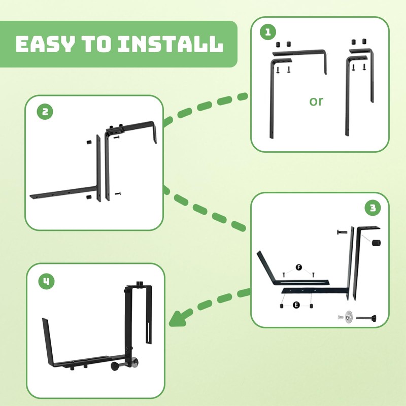 Window Box Brackets, 6 Pack Adjustable Planter Box Brackets, Heavy