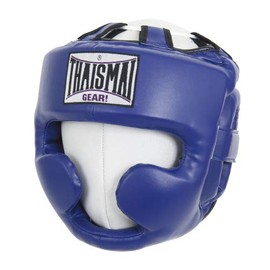ISAMI BX-90 Taisamai PU Head Guard //Isami Headgear Protector Kids Chin Guard Boxing Kickboxing Sparring (Large, Blue (Blue)