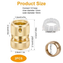 2PCS Brass Hose Connector Hose End Quick Connector for 1/2 Inch(13mm) Durable Garden Brass Hoses Fittings for Watering, Gardening, Car Washing, and Outdoor Use - Duty Hoses Connectors and Fitting
