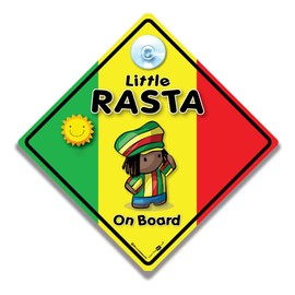 Little Rasta On Board Car Sign, Rastafarian Baby Sign, Pickney Inna Kyar, Baby On Board Sign, Black Baby On Board Sign, Jamaica Flag Baby Car Sign 14cm x 14cm
