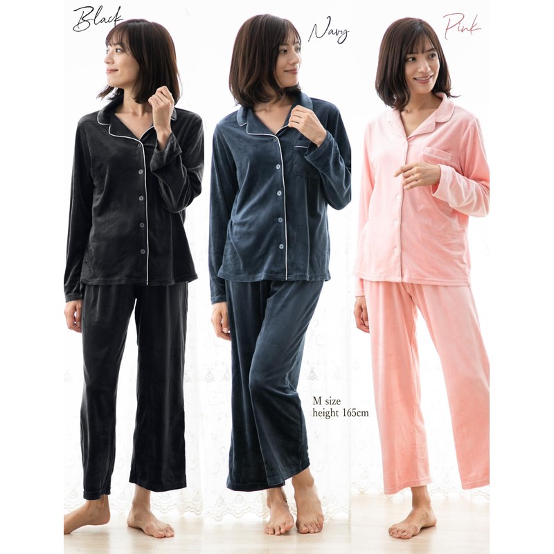Duerfusa Women's Velour Pajamas, Top and Bottom, Spring, Smooth, Loungewear,