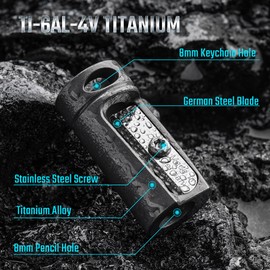 KeyUnity KT00 Titanium Alloy Handheld Pencil Sharpener, German Steel Blade, Single Hole Manual Pencil Sharpener for Colored Pencils, Crayons, and More, Ideal for School Office Outdoor (Stonewashed)