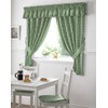 Maple Textiles Gingham Kitchen Curtains Green 46 x 42, Polyester,