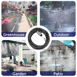 CozyCabin Outdoor Misting Cooling System with Pump - 40ft (12m) Misting Line with Filter + 6 Brass Mist Nozzles (3/4") for Patio Garden Greenhouse Watering Distribution System (12m (40ft))
