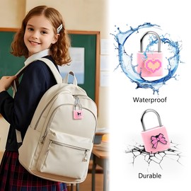 UMIKSMART Smart Fingerprint Lock, Combination Keyless Padlock with USB Charging, Waterproof for Bike, School Locker, Gym, Luggage, Storage, Sweet Pink Set