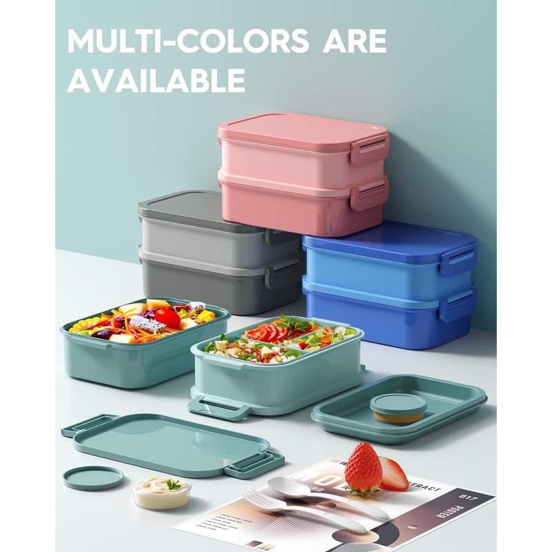 Adults Bento Lunch Box Set with Thermo Bag, 74oz Stackable