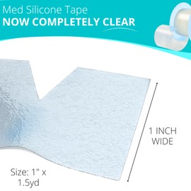 TapeChoice Silicone Tape for Skin Medical Silicone Tape Silicone Skin Tape Soft Silicone Tape Hypoallergenic Tape for Sensitive Skin Pain-Free Removal Tape Secures Dressing 1” 2" Wide (1.5ydx1.0in)