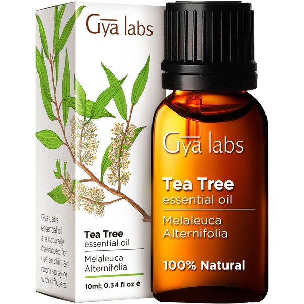 Gya Labs Pure Australian Tea Tree Oil for Skin, Face & Toenails (0.34 fl oz) - 100% Therapeutic Natural Melaleuca Essential Oil for Piercings, Scalp & Hair Growth