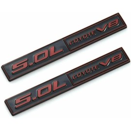 2Pc 5.0L Coyote V8 Emblems 3D Adhesive Badge V8 Engine Trim Fender Hook Trunk Decals Stickers Compatible for car (Red Black)