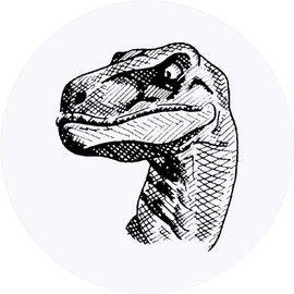 24 x 40mm Round 'Raptor Dinosaur' Stickers (SK00011942)
