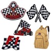 4 Pack Checkered Racing Flag Patches, Flag Embroidery Iron on