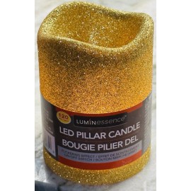 Luminara 3x4 Inch Gold Flameless Led Pillar Candle w, Battery LED Luminescence-N