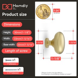 homdiy Cabinet Knobs Brushed Brass Dresser Knobs,15 Pack Vintage Kitchen Door Knobs Aluminum Alloy Closet Door Knob,Kitchen Cabinet Handles for Vanity and Drawer