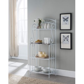 Kings Brand Furniture - Bulberry Metal Kitchen Storage Baker’s Rack, White