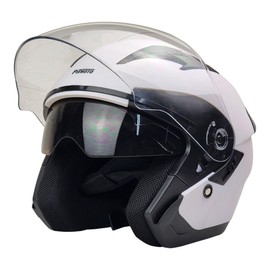 PITMOTO Open-Face Motorcycle Helmet. DOT, Model PM-768. -Matte White-X-Large