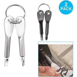 ZYL 4PCS Mini Pocket Screwdriver Set Keychain Outdoor Tool Kit Stainless Steel Black+Silver