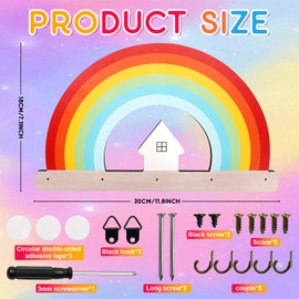 Corpower Key Holder Wall Key Holder Modern Key Hook Key Rack Key Hanger with 5 Hooks for Entrance, Front Door, Hallway, Kitchen, Office (Rainbow)