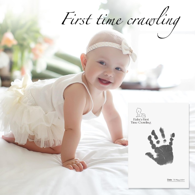 7 Pieces Baby First Inkless Milestone Cards, Feet Newborn Inkless