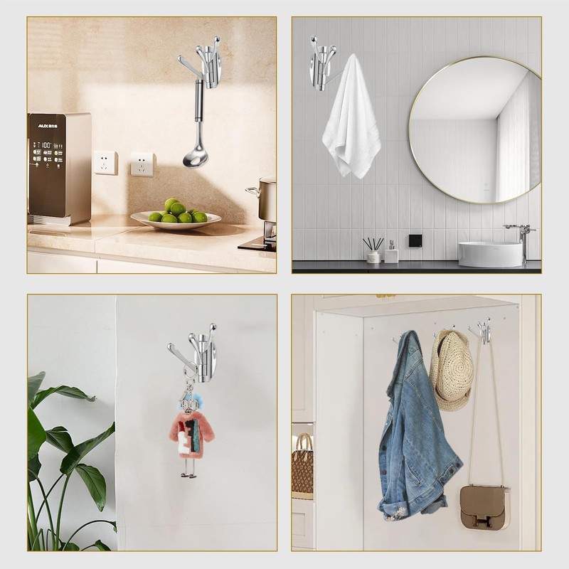 Foldable Towel Hook, Solid Metal Swivel Hook Heavy Duty Swing