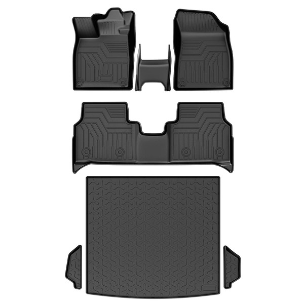 Mixsuper Custom Fit Floor Mats & Cargo Liner for 2021-2023 Volkswagen ID.4 VW ID4 All Weather 2 Row Floor Liners and Trunk Mat Set Black