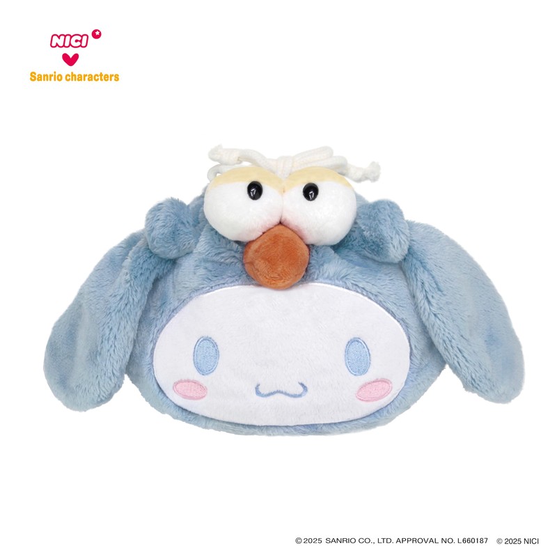 NICI x Sanrio Characters Figure Face Pouch, Cinnamoroll x Hummingbird