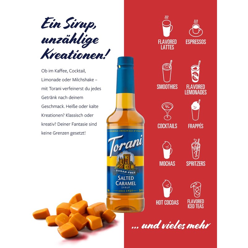 Torani Sugar Free Salted Caramel Syrup, 25.4 oz